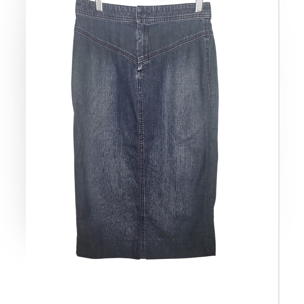 Vintage Banana Republic Denim 100% Cotton KickPleat Midi Skirt Size 0